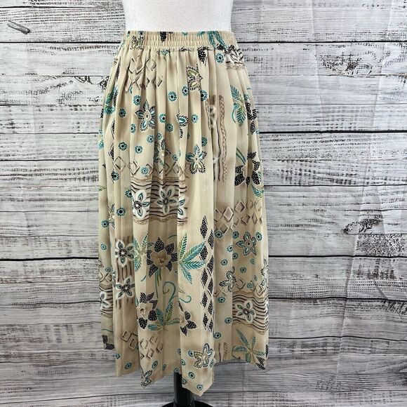 Alfred Dunner Mismatch 2pc Blouse Skirt Set size 8 Tan Floral Granny Core Modest - Picture 11 of 16